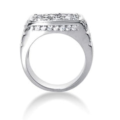 Round Brilliant Diamond Mens Ring in 14k white gold (2.68cttw, F-G Color, SI2 Clarity)