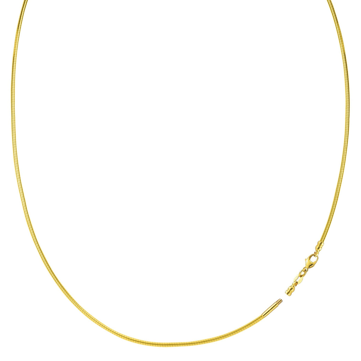 Round Omega Chain Necklace With Screw Off Lock In 14k Yellow Gold - JewelryAffairs