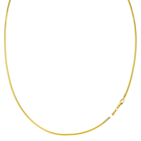 Round Omega Chain Necklace With Screw Off Lock In 14k Yellow Gold
