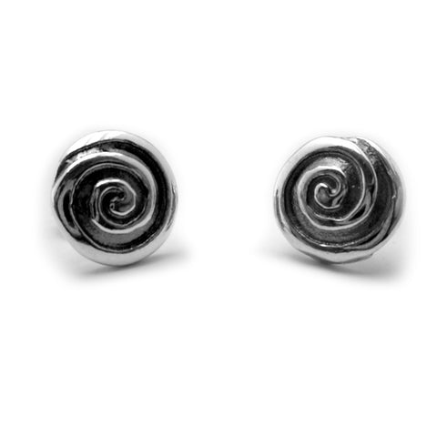 Sterling Silver Ancient Greek Key Stud Earrings, Diameter 10mm