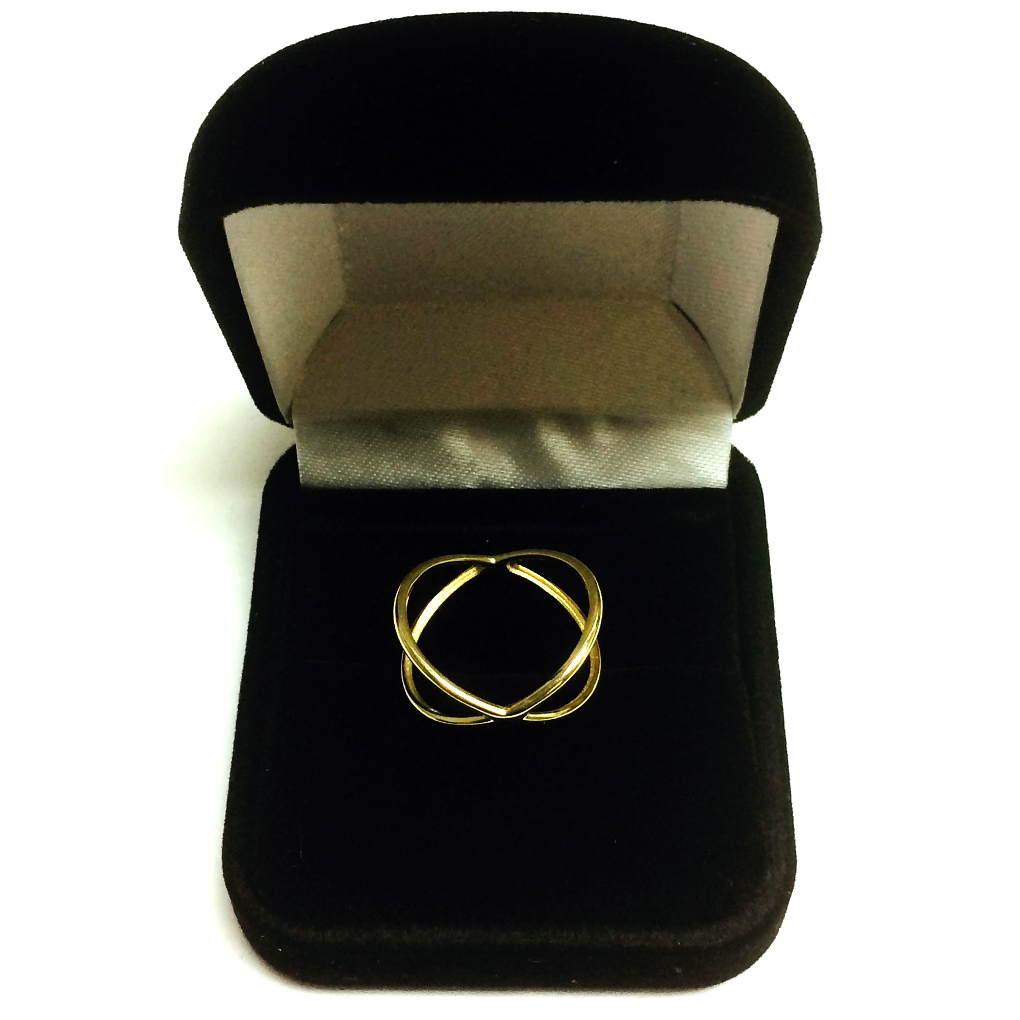 14K Yellow Gold Cross Over X Design Ring