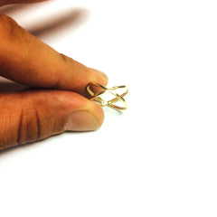 14K gult gull Cross Over X Design Ring fine designersmykker for menn og kvinner