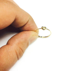 14K Yellow Gold Puffy Heart Ring, Size 7