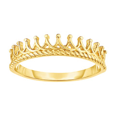 Anillo con diseño de corona de tiara de oro de 14 quilates, joyería fina de diseño talla 7 para hombres y mujeres