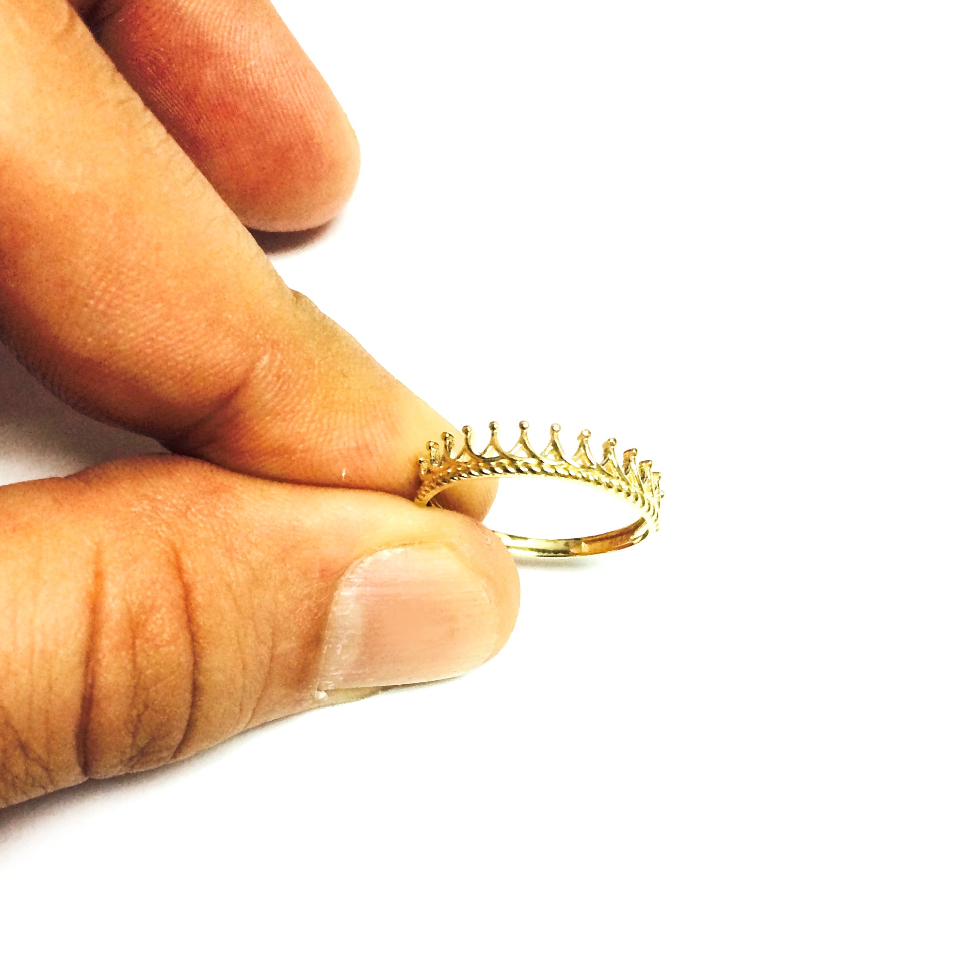 Bague de conception de couronne de diadème en or 14 carats, taille 7, bijoux de créateurs fins pour hommes et femmes