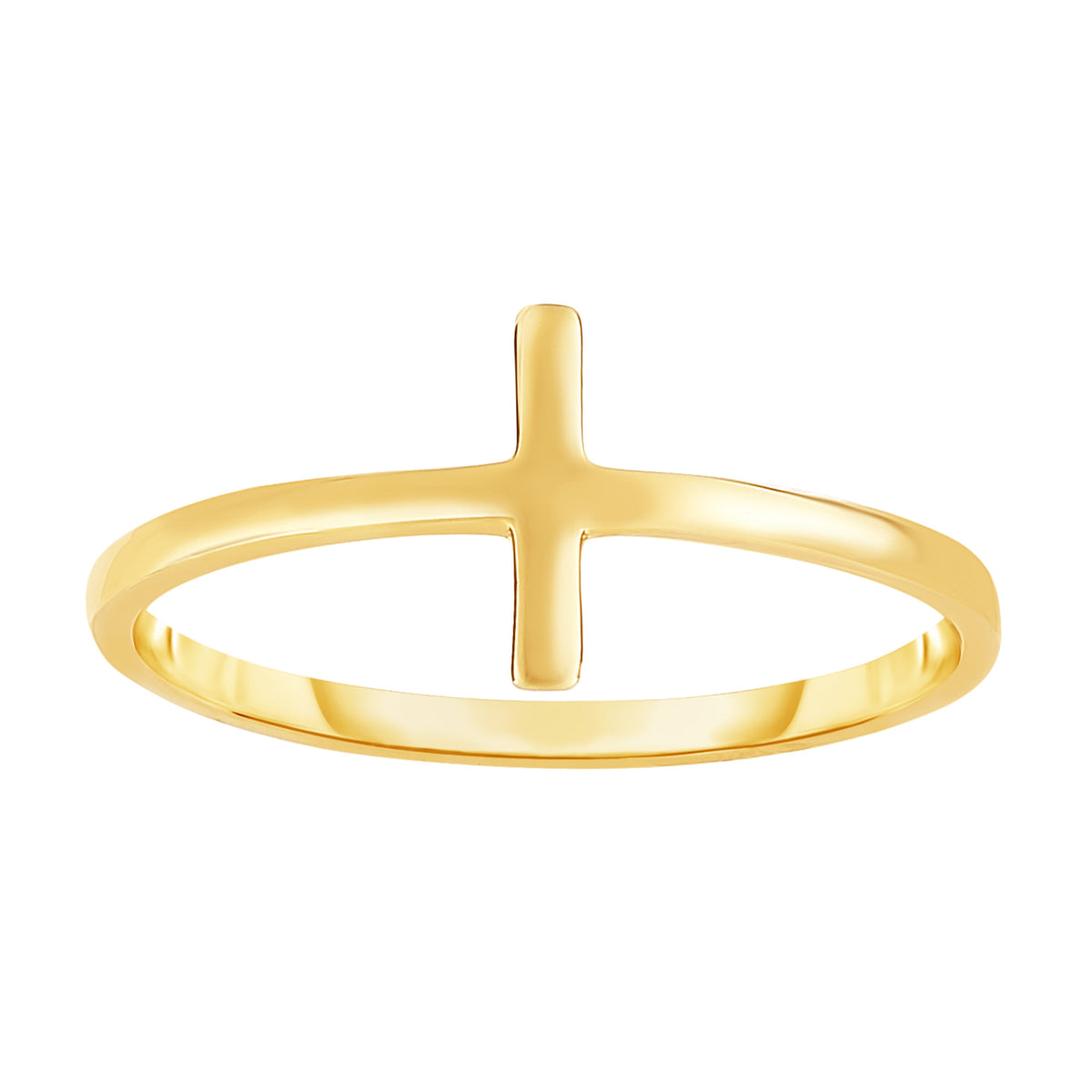 14K gult gull Sideways Cross Ring, størrelse 7 fine designersmykker for menn og kvinner
