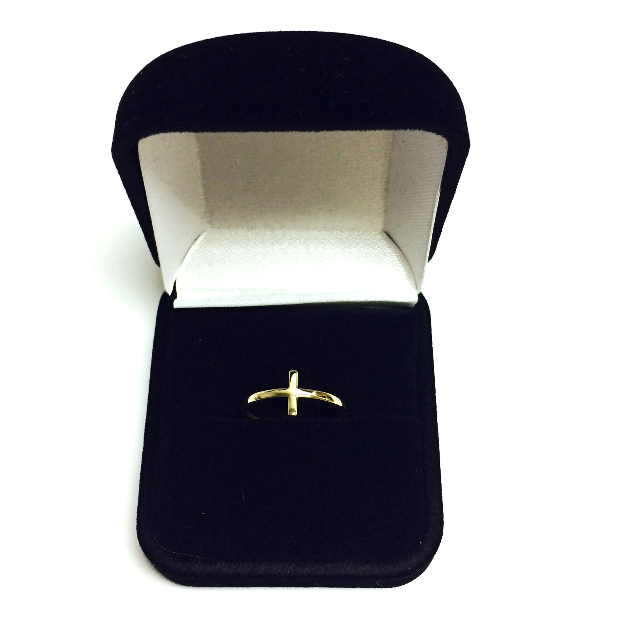 14K gult gull Sideways Cross Ring, størrelse 7 fine designersmykker for menn og kvinner