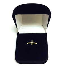 14K gul guld Sideways Cross Ring, str. 7 fine designer smykker til mænd og kvinder
