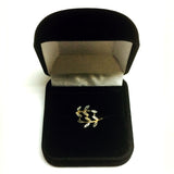 14K Two Tone Gold Diamond Cut Olive Leaf Branch Design Ring, Size 7