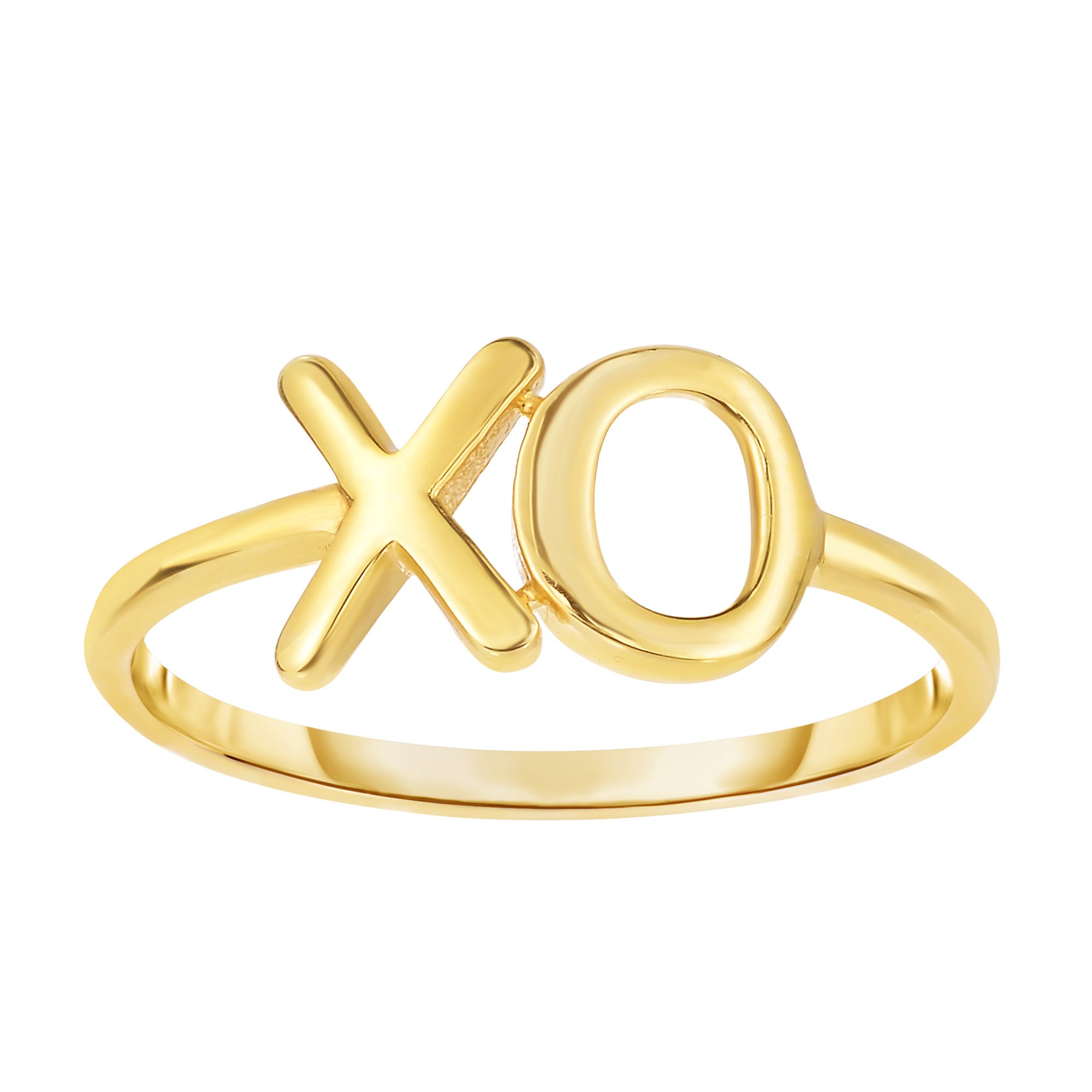 14K Yellow Gold Hug And Kiss Ring, Size 7