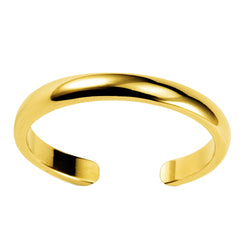 Bague d'orteil réglable en or jaune 14 carats, style manchette brillante, 3 mm, bijoux de créateur fins pour hommes et femmes