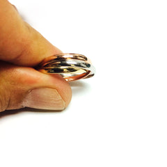 14K Gold Trinity Tri-Color Hollow Rolling Ring fine designer jewelry for men and women