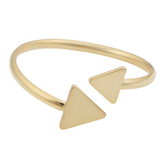 Anillo de derivación de doble triángulo de oro amarillo de 14 quilates, joyería de diseño fino para hombres y mujeres