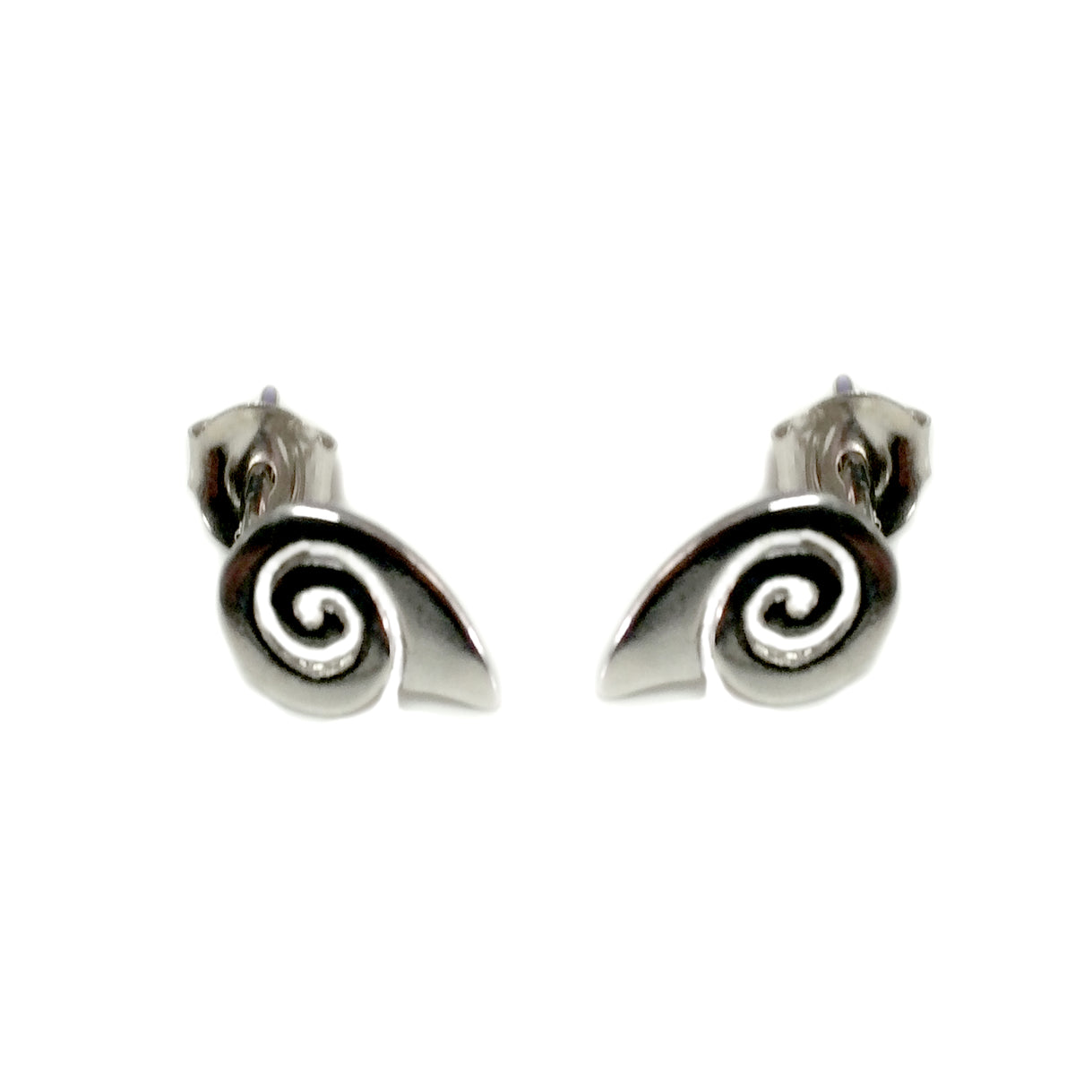 Sterling Silver Rhodium Plated Greek Spira Stud Earrings, 10mm