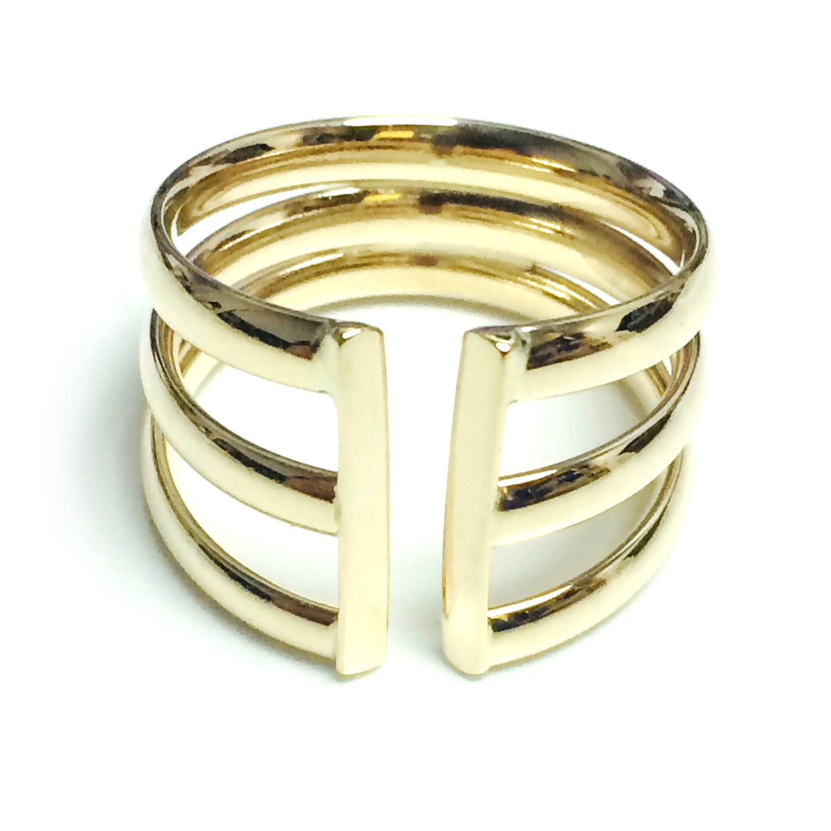 14k Yellow Gold Triple Open Band Ring