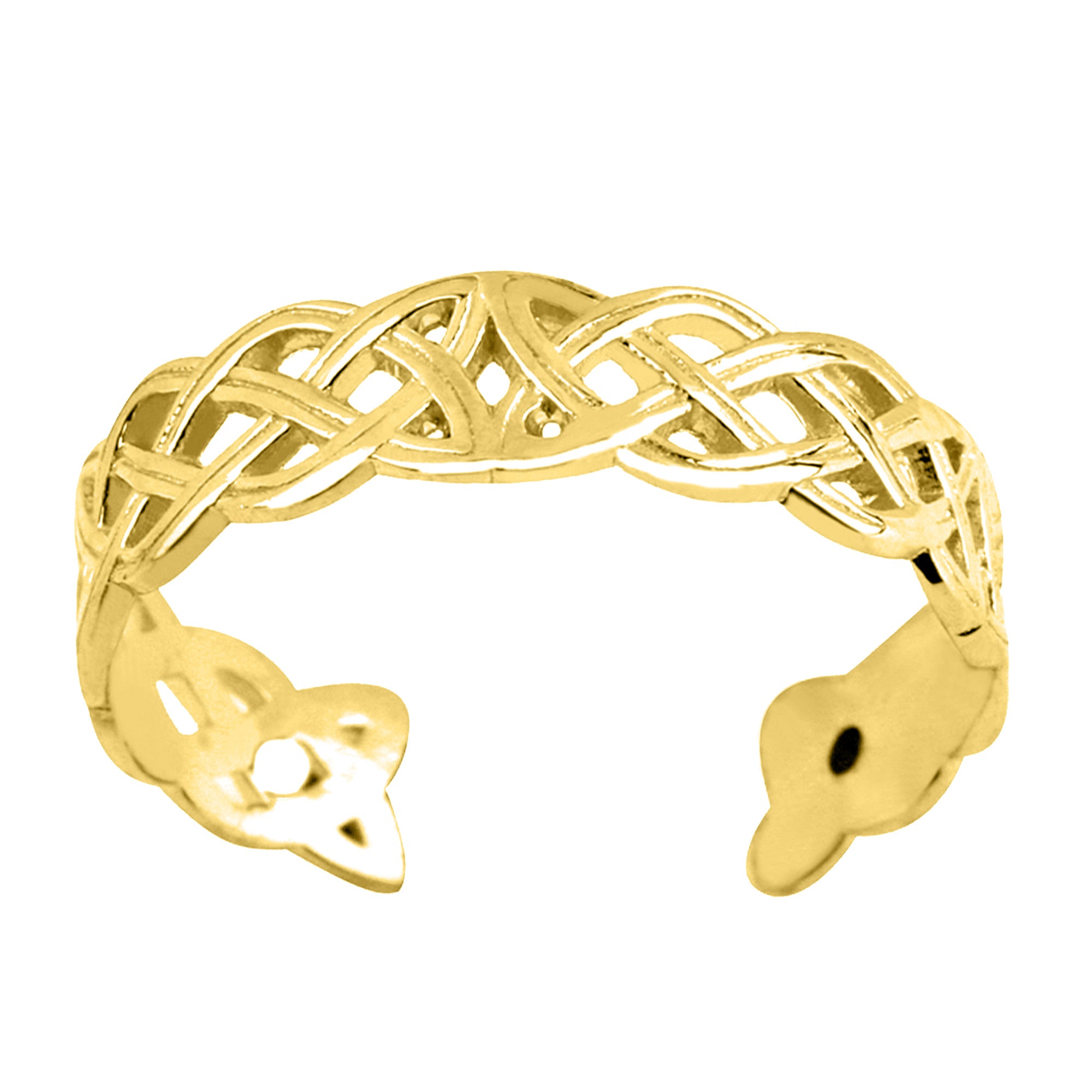 14K gult gull Celtic Knot Weave Design Cuff Style Justerbar tåring 4 mm fine designersmykker for menn og kvinner