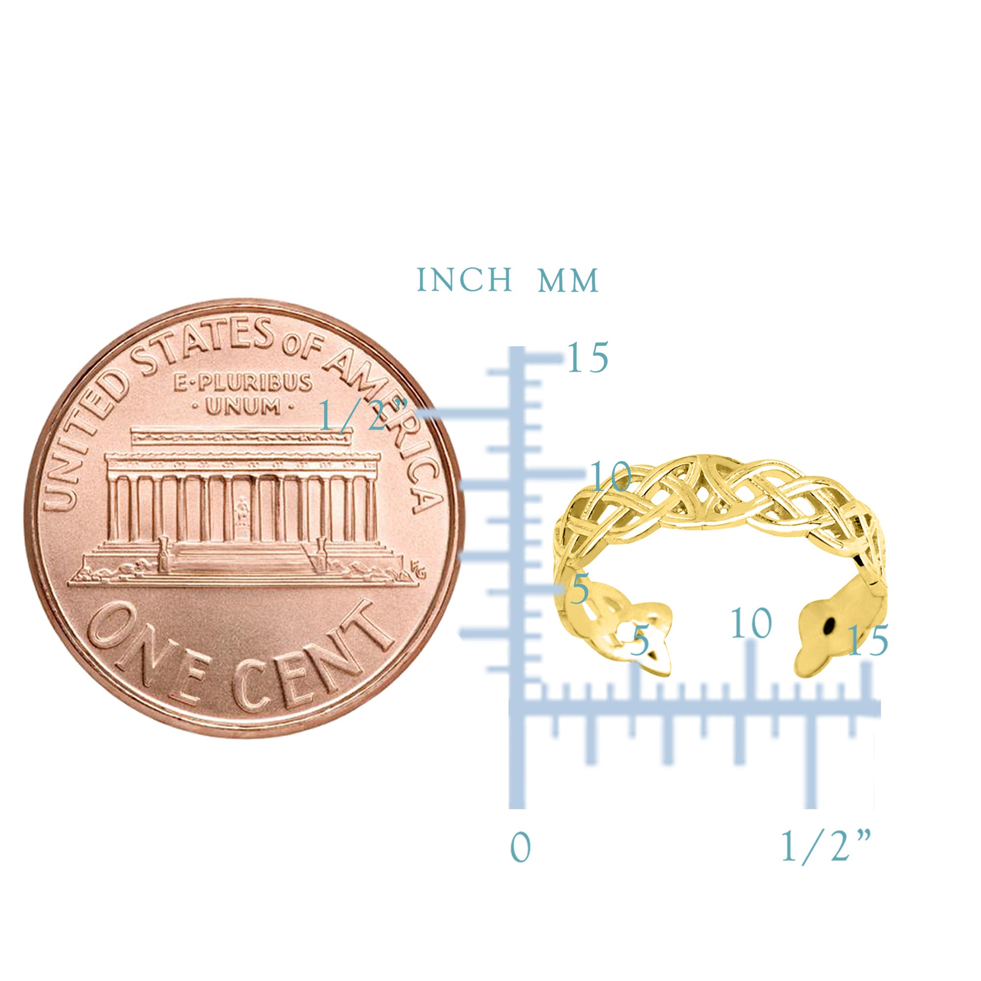 Anello in oro giallo 14 carati con nodo celtico, design con polsino regolabile, anello per punta regolabile, gioielli di design da 4 mm per uomini e donne
