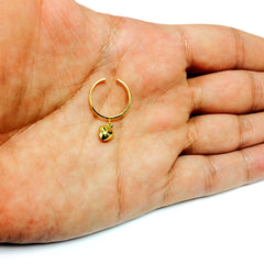 14K Yellow Gold Dangle Heart Cuff Style Adjustable Toe Ring