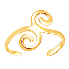 Bague d'orteil réglable en or jaune 14 carats, motif tourbillon, style manchette, bijoux de créateur fins pour hommes et femmes