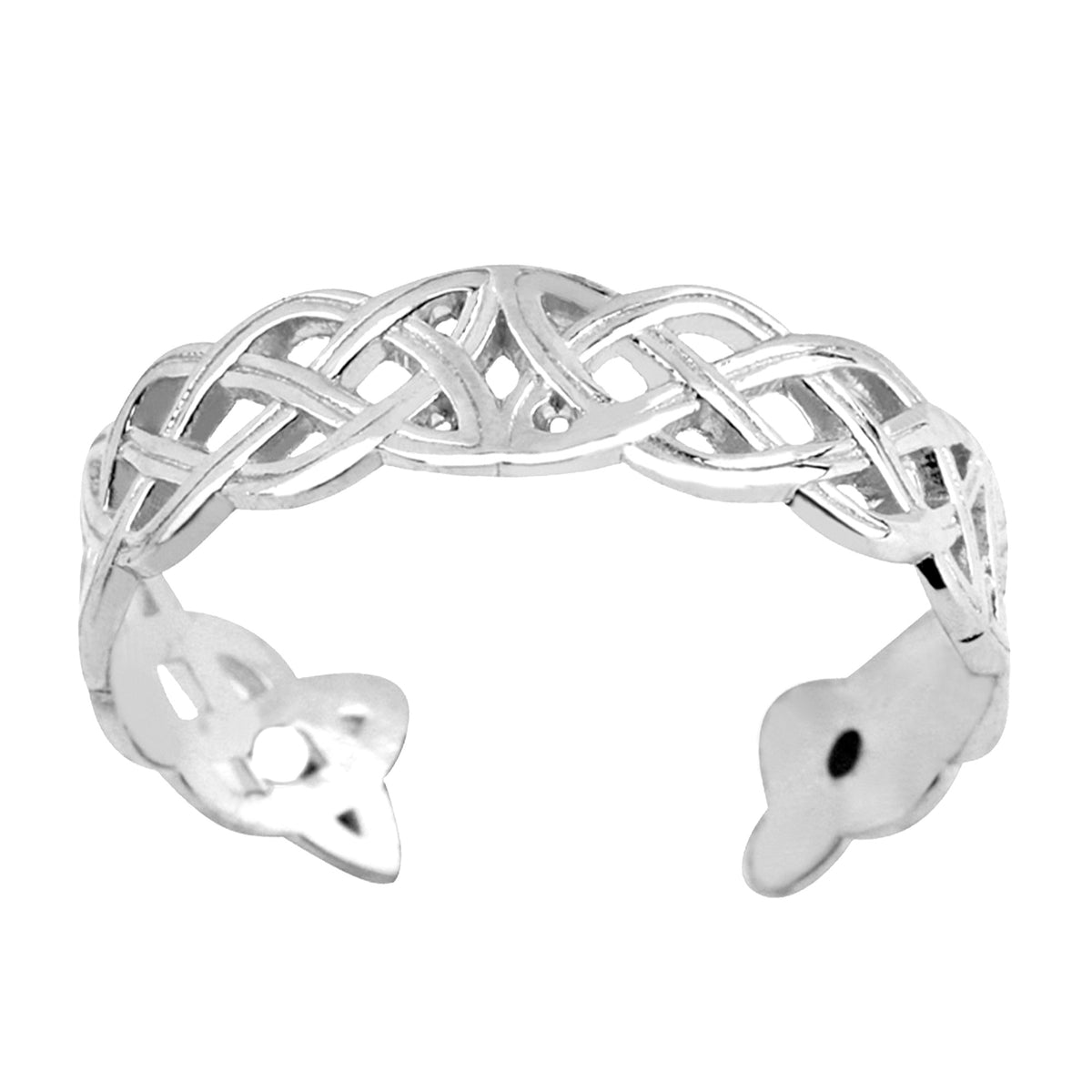 14K White Gold Celtic Knot Weave Design Cuff Style Adjustable Toe Ring