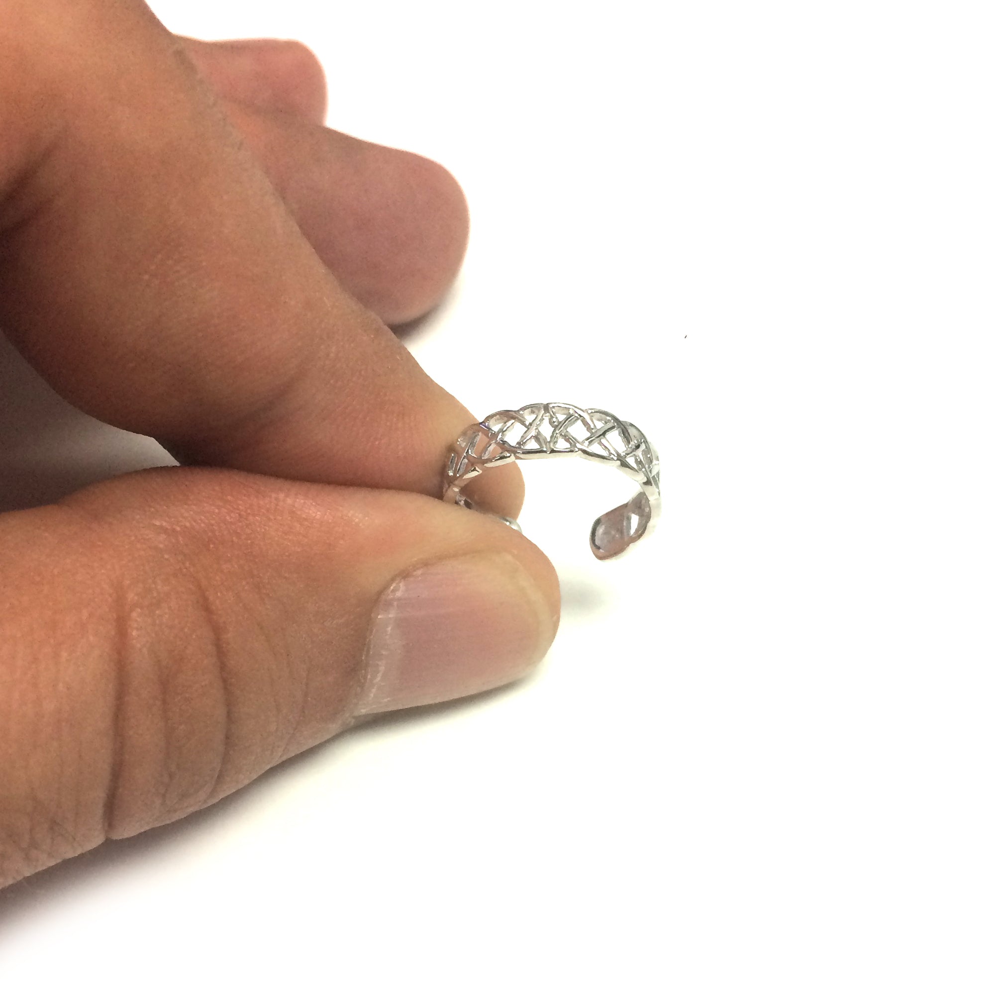 Anello in oro bianco 14 carati con nodo celtico, design con polsino regolabile, anello per la punta, gioielli di design per uomini e donne