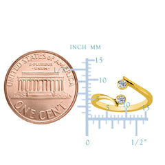 Doppio solitario in oro giallo 14 carati con anello regolabile in stile CZ By Pass, gioielli di design per uomini e donne