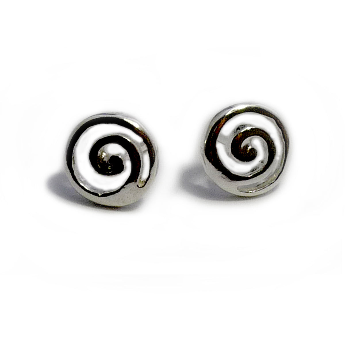 Pendientes de tuerca con forma de espiral griega de plata de ley, joyería fina de diseño de 10 mm de diámetro para hombres y mujeres