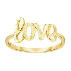 14K gult gull Diamond Cut Love Ring, størrelse 7 fine designersmykker for menn og kvinner
