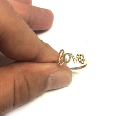 14K Yellow Gold Diamond Cut Love Ring, Size 7