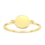 14K Yellow Gold Disc With Diamond Cut Beads Ring, Size 7