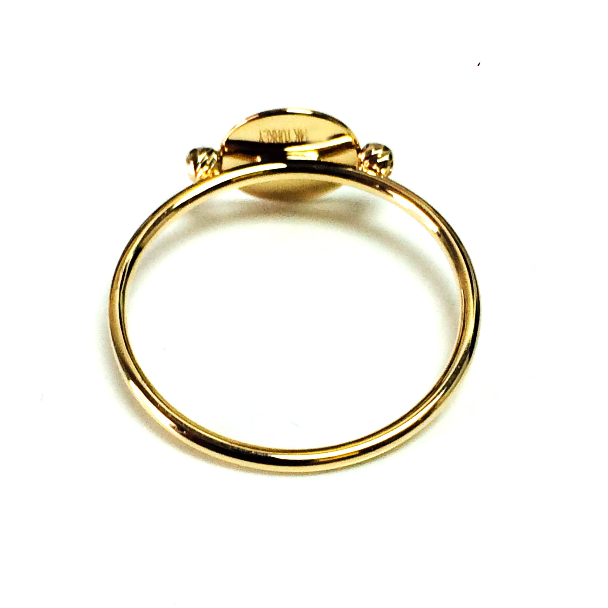 14K Yellow Gold Disc With Diamond Cut Beads Ring, Size 7 fine designer jewelry for men and women