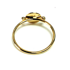 14K Yellow Gold Disc With Diamond Cut Beads Ring, Size 7