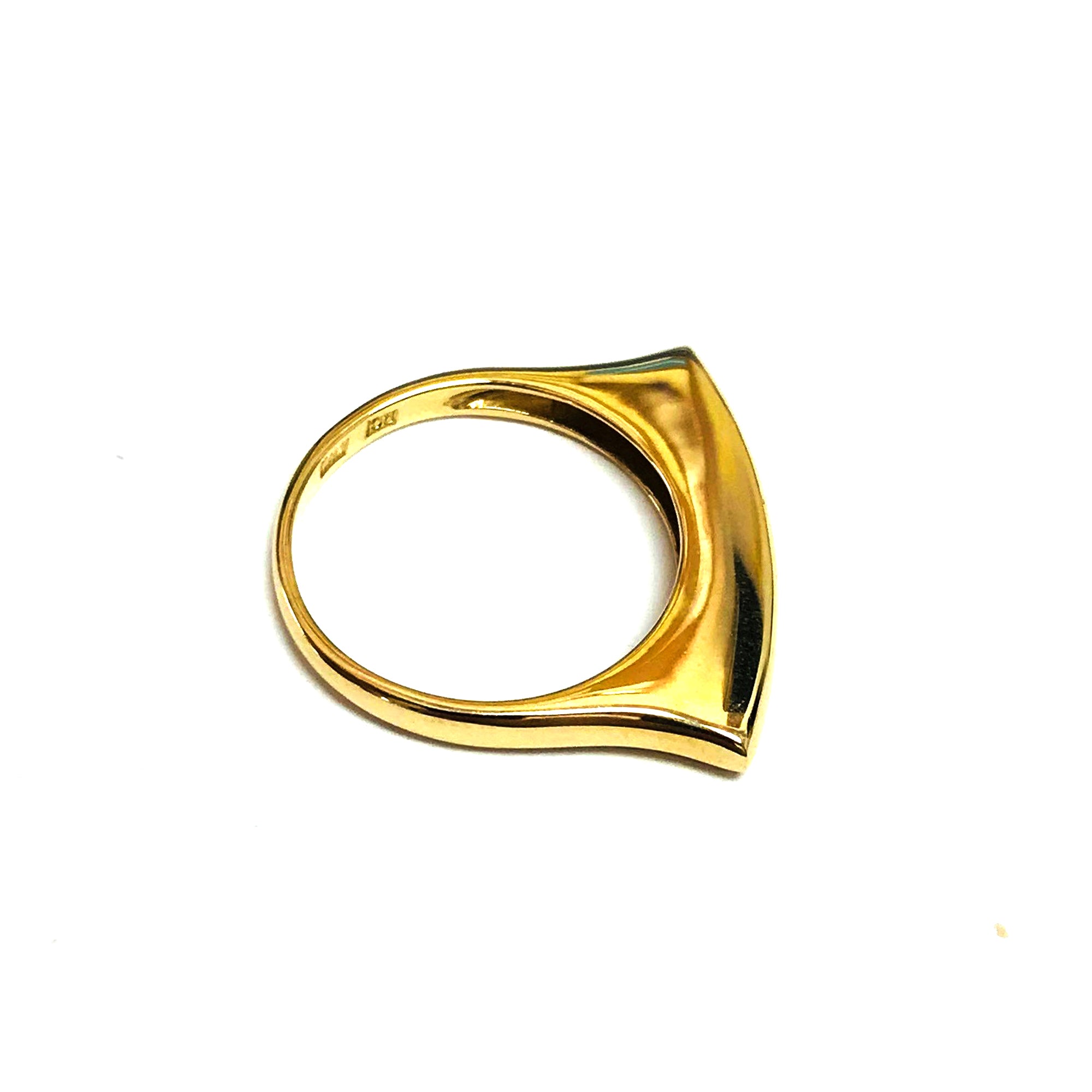 Quadratischer Stabring aus 14-karätigem Gelbgold, Größe 7, feiner Designerschmuck für Männer und Frauen