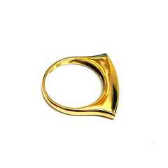 Anello a barra quadrata in oro giallo 14k, misura 7, gioielleria raffinata per uomo e donna