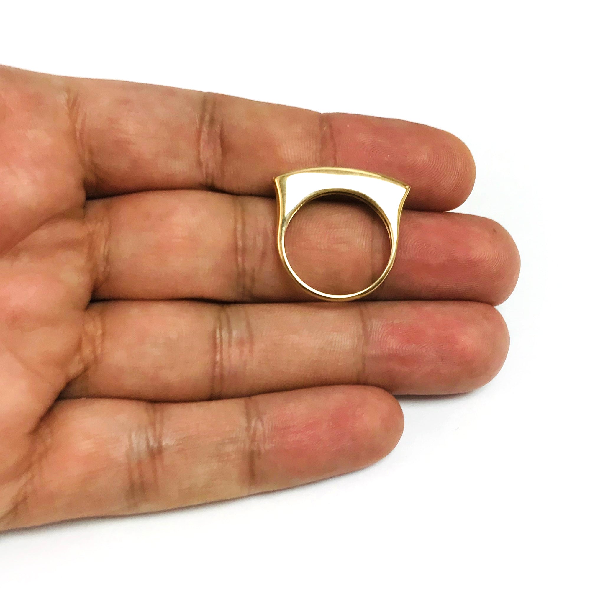 14k gult guld fyrkantig ring, storlek 7 fina designersmycken för män och kvinnor
