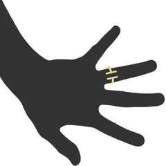 Anello aperto in oro giallo 14 carati con estremità parallele della barra a T, gioielleria di alta qualità misura 7 per uomo e donna