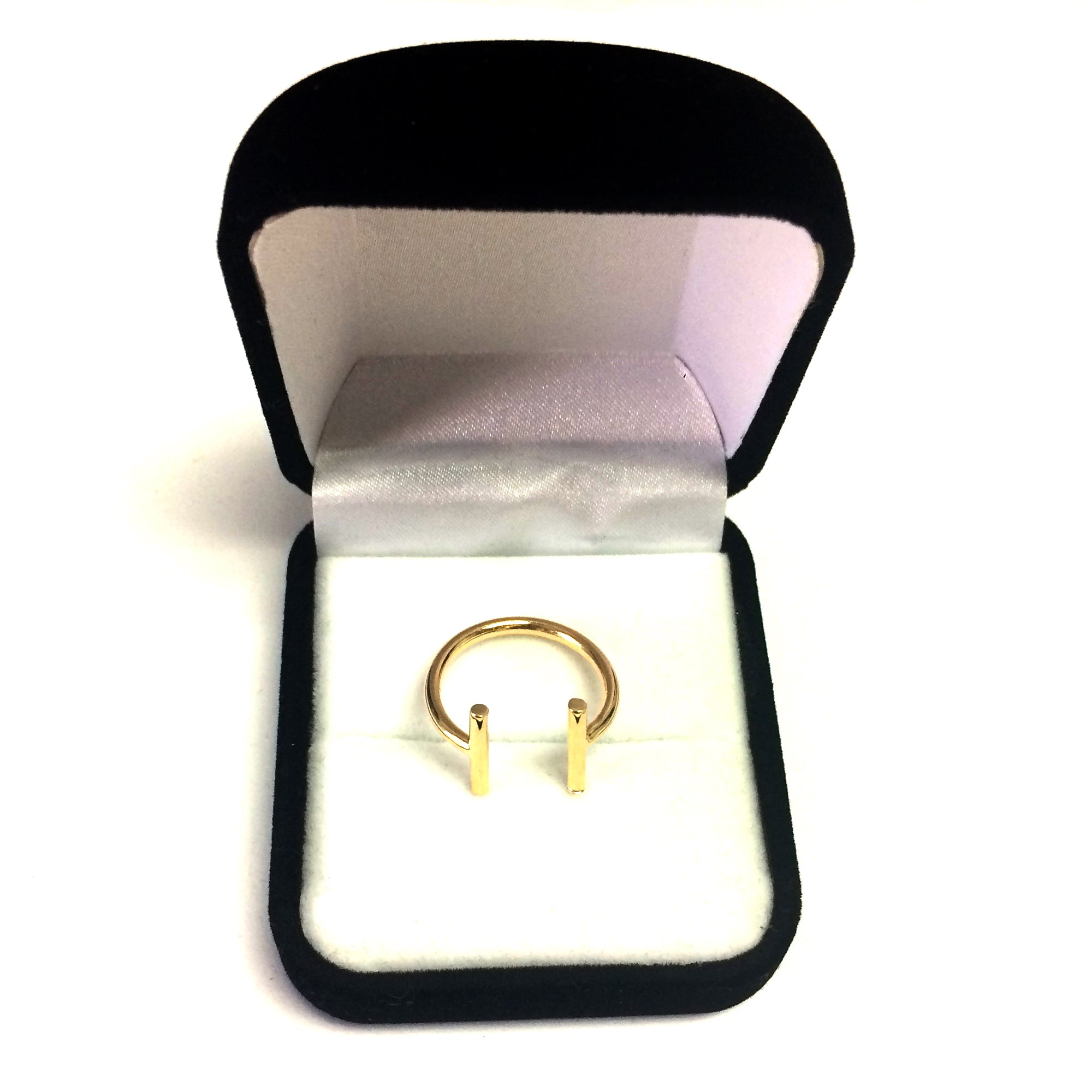 14K Yellow Gold Open Ring With Parallel T Bar Ends, Size 7
