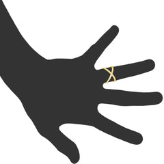 Anello alla moda in oro giallo 14 carati con taglio a diamante incrociato a X, gioielli di design per uomo e donna