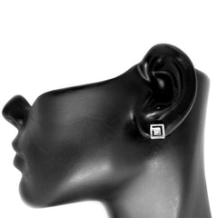 Sterling silver Rhodiumpläterade grekiska Meandros Key Stud örhängen, 5 x 5 mm fina designersmycken för män och kvinnor