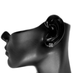 Sterlingsølv Rhodiumbelagt græske Meandros Key Stud øreringe, 7 x 7 mm fine designersmykker til mænd og kvinder