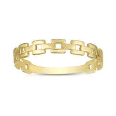 14 k gult gull Square Links Band Ring, størrelse 7 fine designersmykker for menn og kvinner