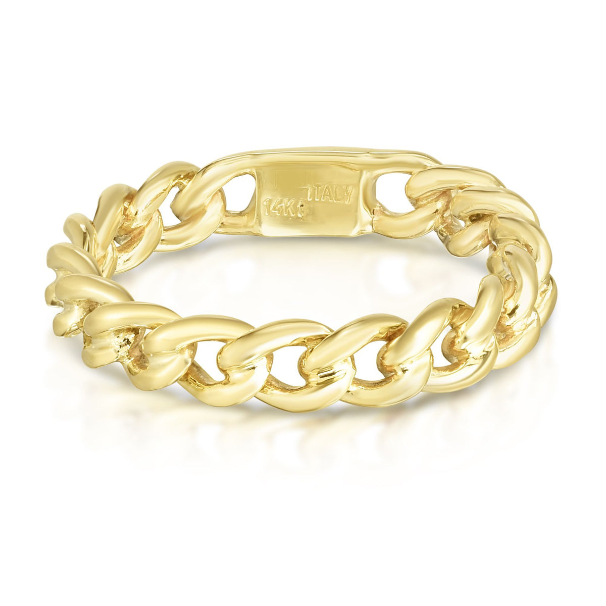 14k Yellow Gold Twisted Links Womens Ring, Size 7