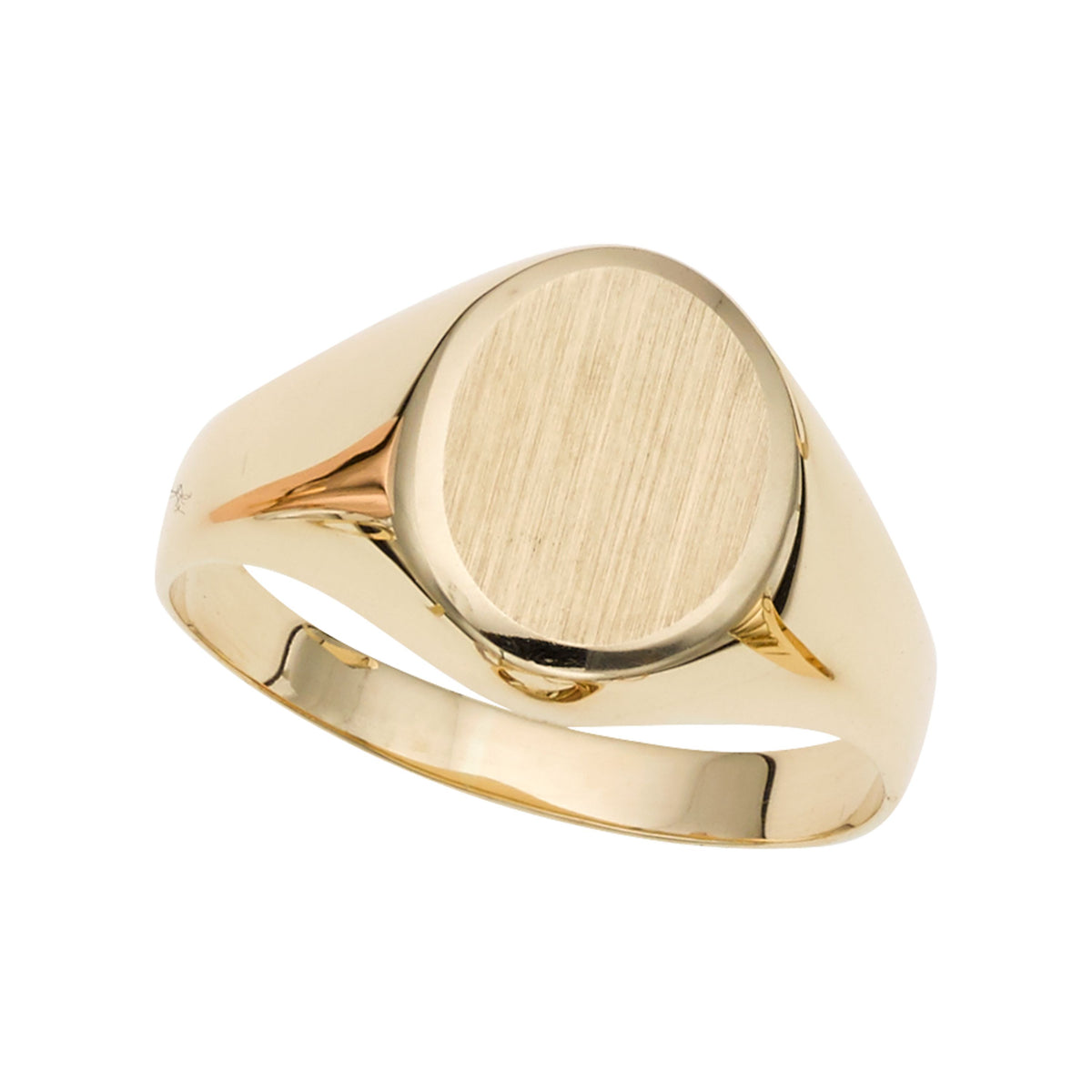 14k Yellow Gold Oval Disc Signet Womens Ring, 7 fine designer jewelry for men and women