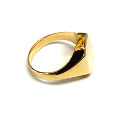 14k Yellow Gold Rectangle Disc Signet Womens Ring, 7 fine designer jewelry for men and women