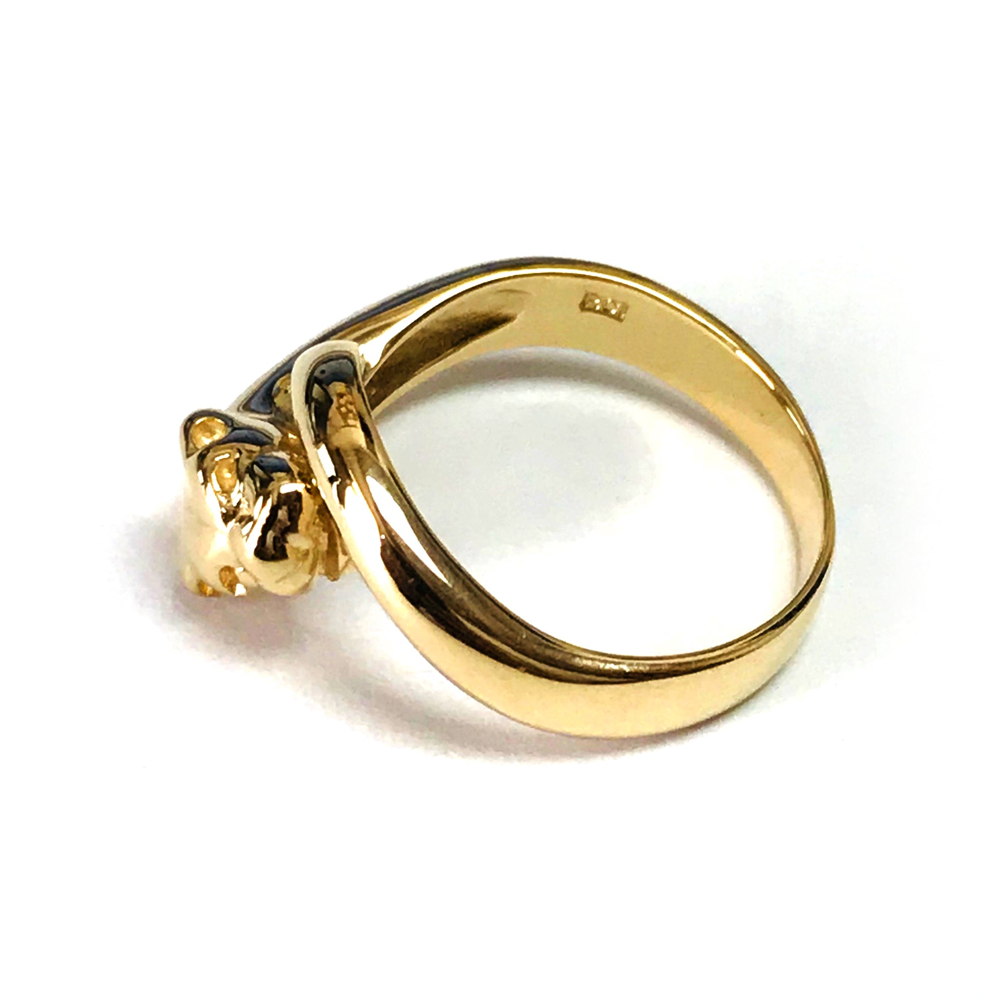 14k Yellow Gold Panther Signet Womens Ring, 7
