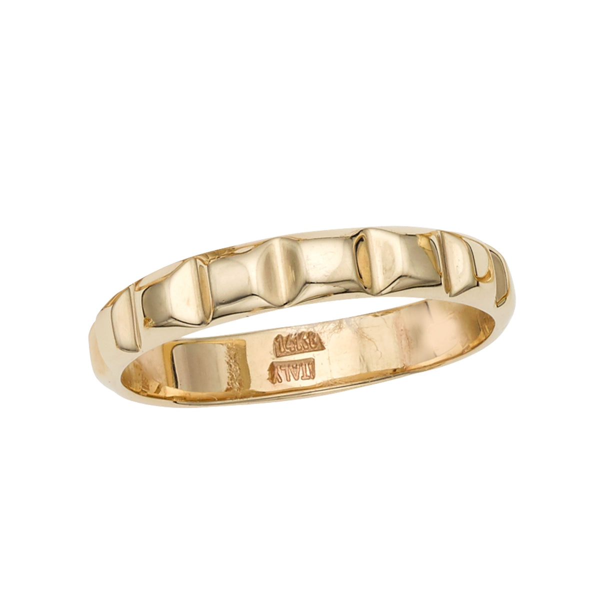 14k gult guld Pyramid Damband Ring, storlek 7 fina designersmycken för män och kvinnor