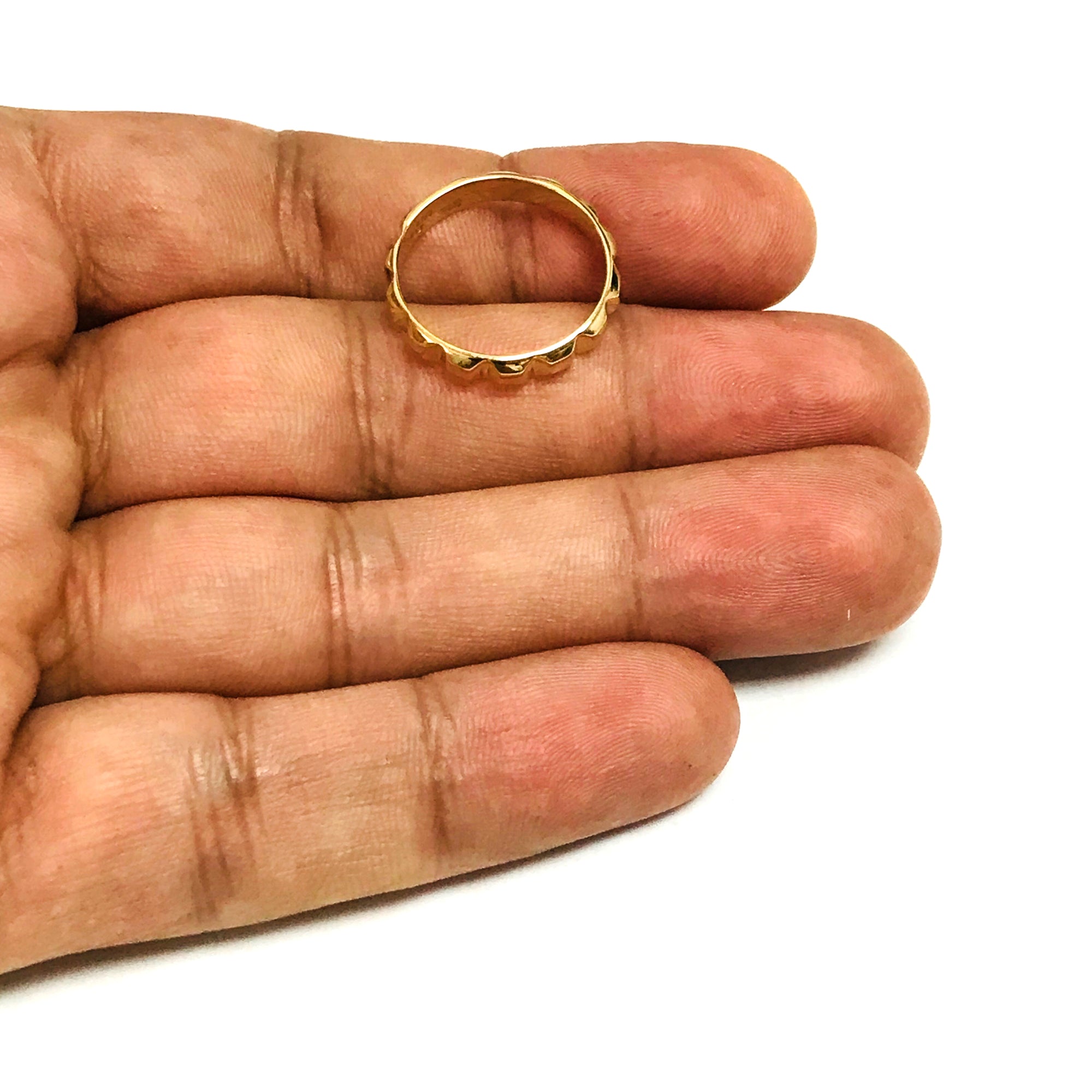 14k gult guld Pyramid Damband Ring, storlek 7 fina designersmycken för män och kvinnor