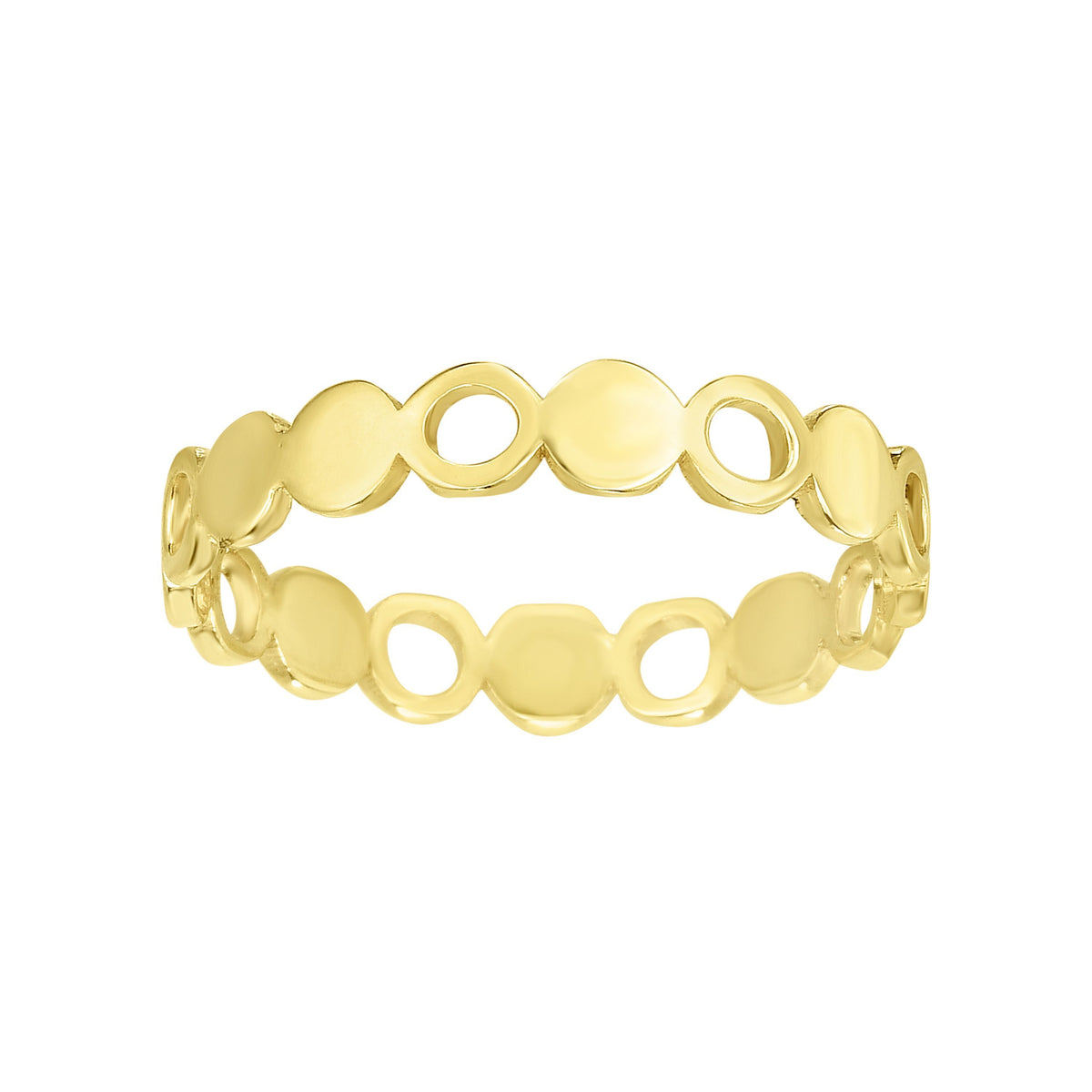 Bague ronde en or jaune 14 carats pour femmes, taille 7, bijoux de créateurs fins pour hommes et femmes