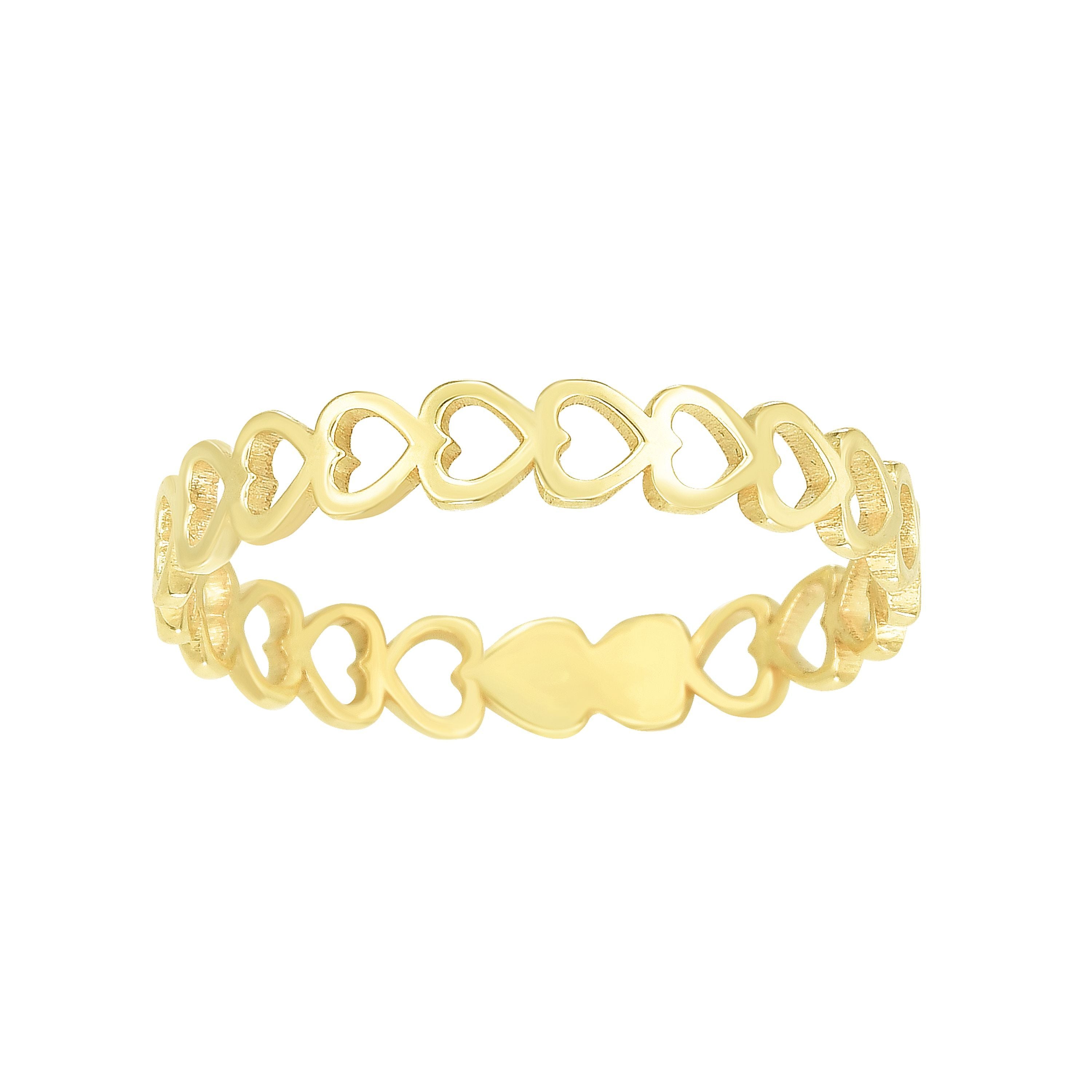 14k Yellow Gold Hearts Womens Band Ring, Size 7 fine designer jewelry for men and women