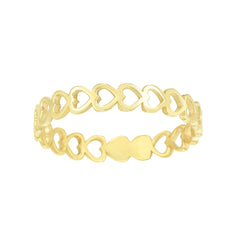 14-karätiger Gelbgold-Herzen-Damenring, Größe 7, feiner Designerschmuck für Männer und Frauen